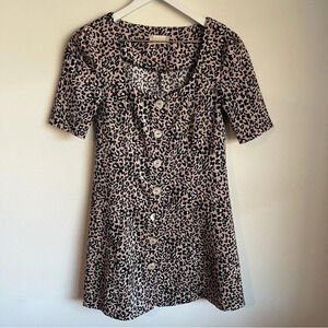 Altar’d State Pink & Black Corduroy Leopard Dress size XS